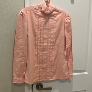 Polished Cotton blouse tucked front button back gathers on top of sleeve NWT